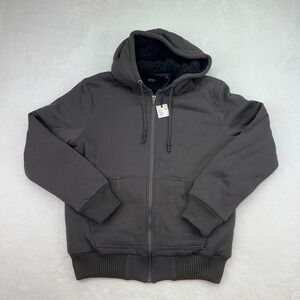 NEW Buffalo David Bitton Mens Full Zip Hoodie Heavy Sherpa Lined Charcoal Small
